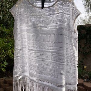 Chico's Travelers Collection, White, See-Through Jacquard top, size 2